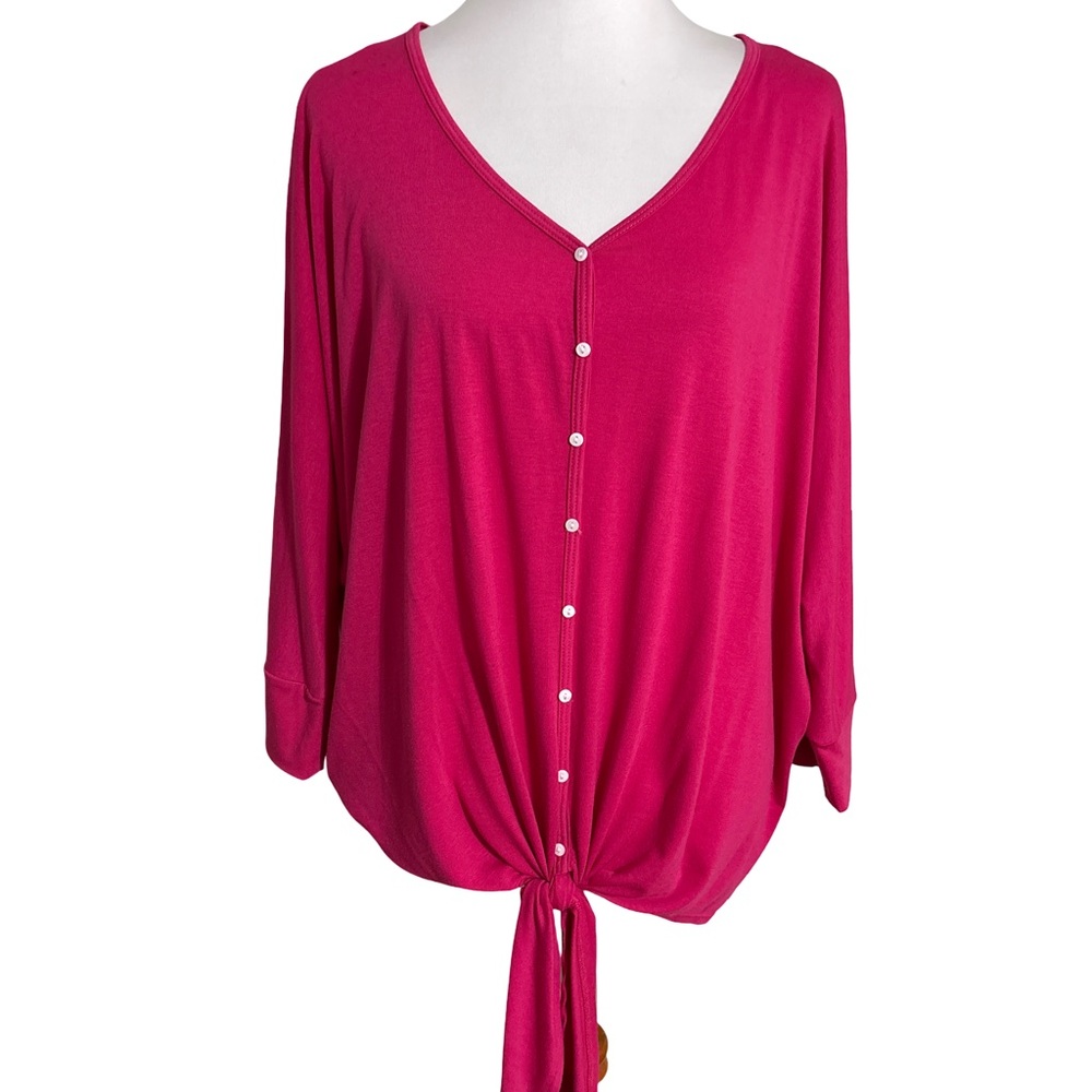 Mae Fuchsia V Neck Blouse